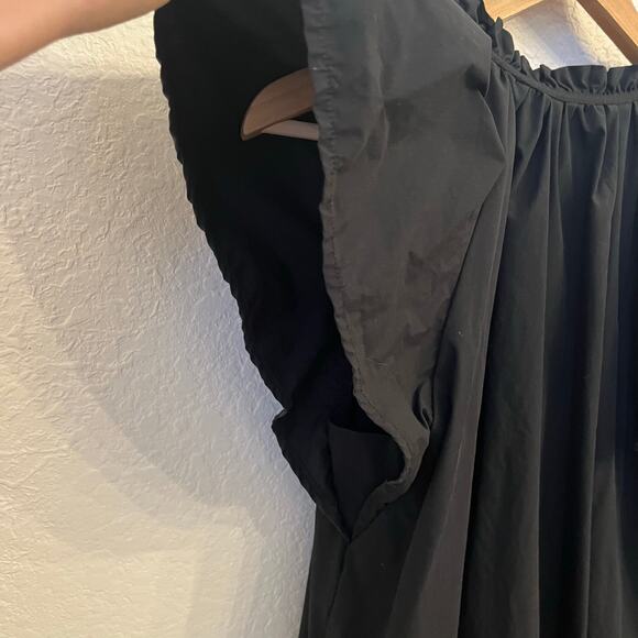 Gap Swing Mini Dress Size Medium Black Ruffle Casual - Picture 5 of 10